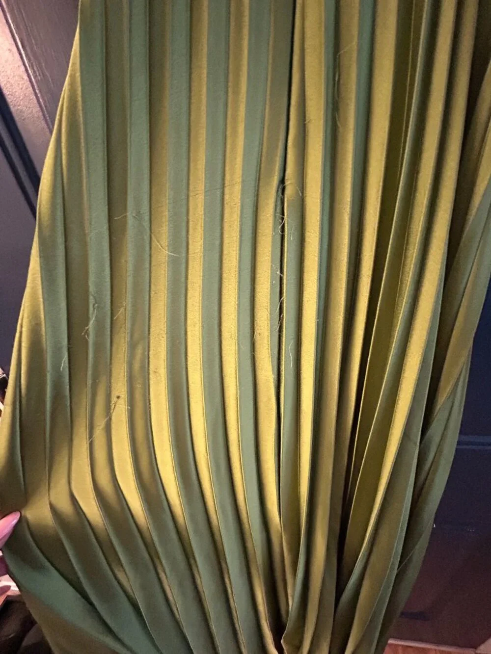 Abercrombie & Fitch Olive Green Pleated Cutout Midi Dress XXL